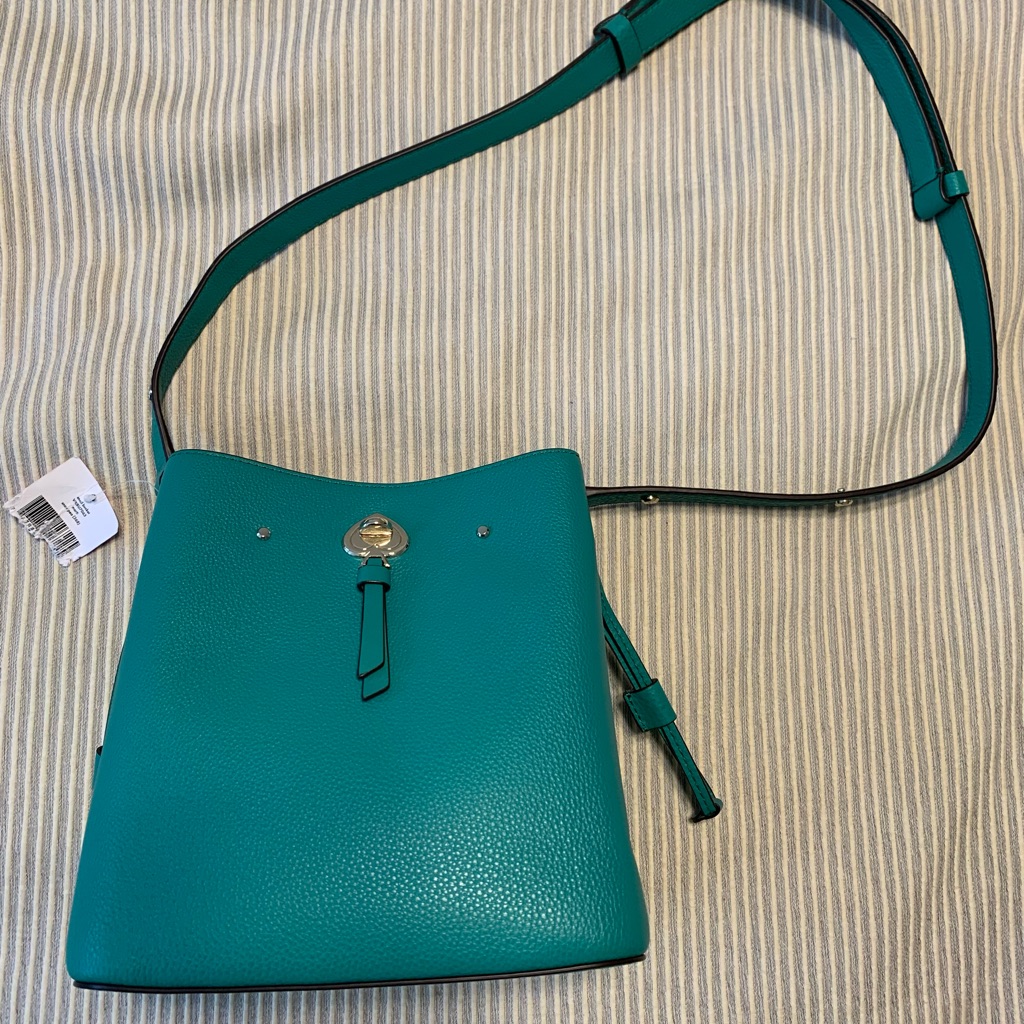 Kate Spade Marti Green Leather Small Bucket Shoulder Bag